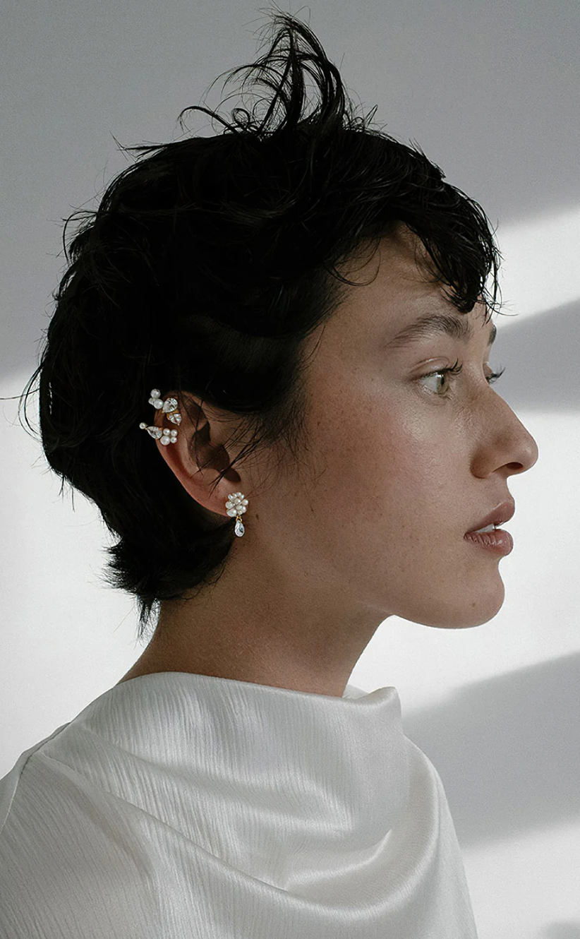 Chasing Shadows III Pearl and Zirconia Gold Vermeil Ear Cuff